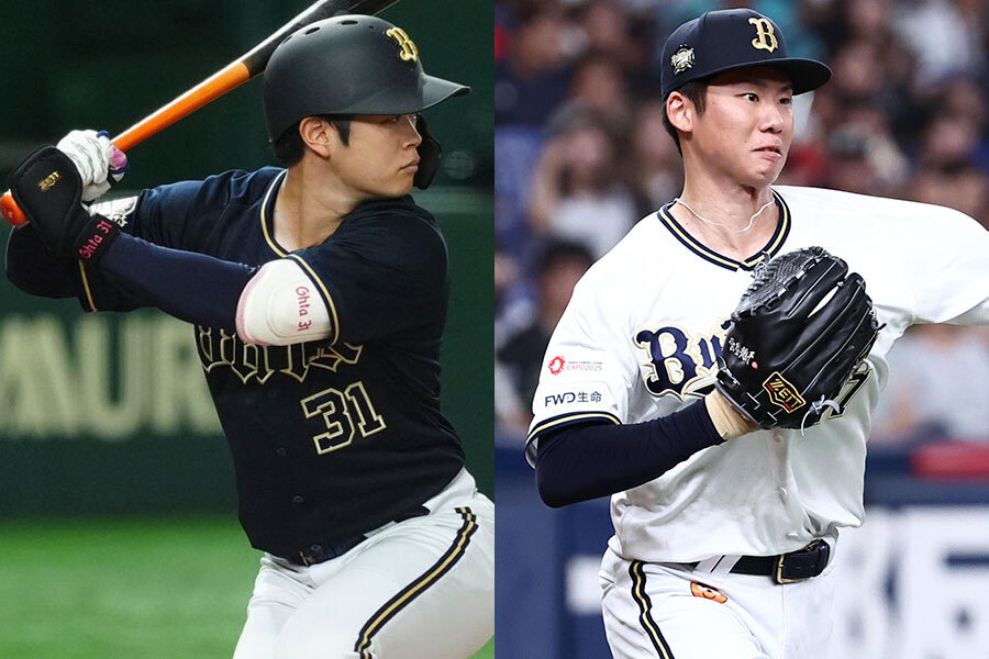 オリックス・太田椋（左）と曽谷龍平【写真：小林靖、栗木一考】