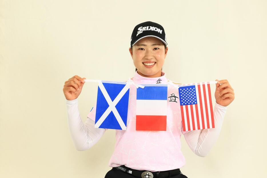 AIG女子オープン前に撮影。当時は5大メジャー参戦を表していたが、いまでは米LPGAのツアーカードを獲得し、世界をまたにかける(撮影/大澤進二)