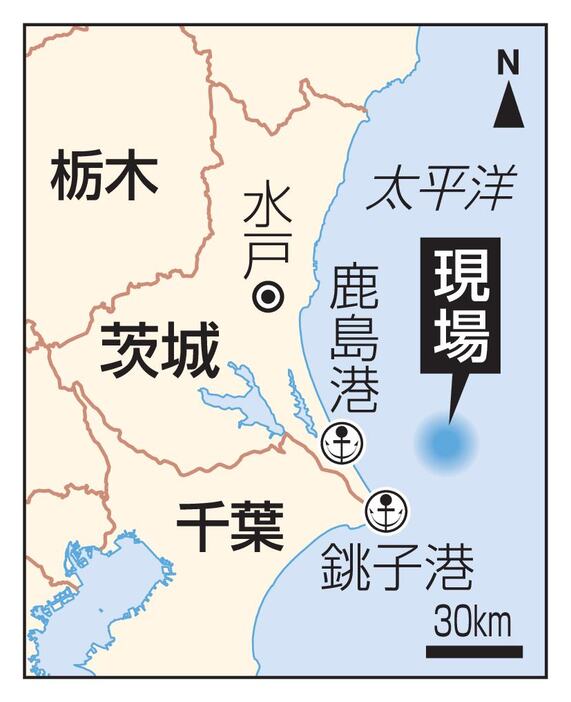 茨城・鹿島港沖の現場