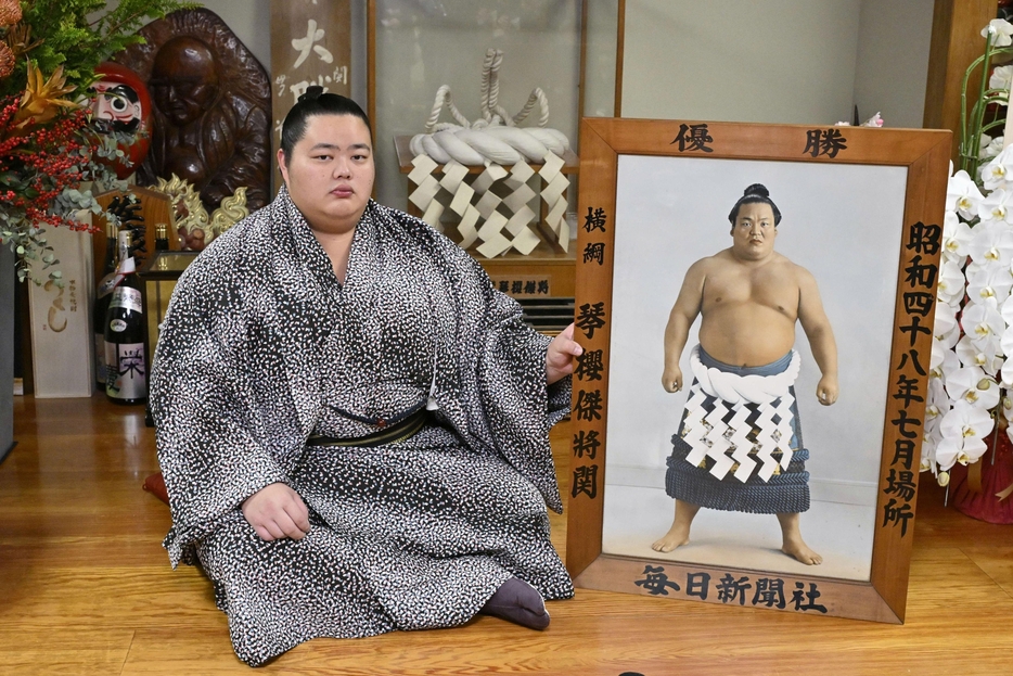 記者会見する琴桜 大相撲初場所番付発表【写真：共同通信】