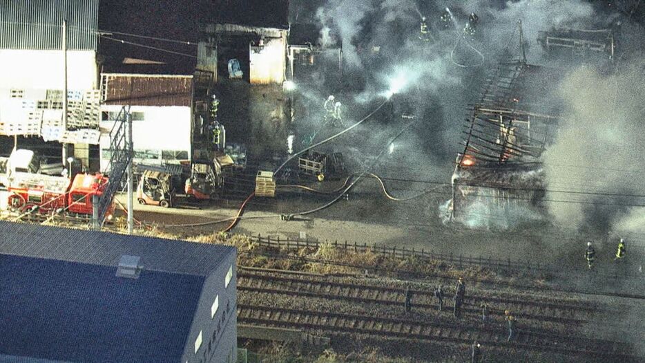 火事の現場（愛知県愛西市）