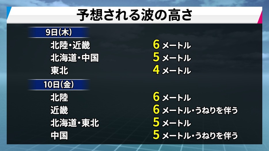 予想される波の高さ