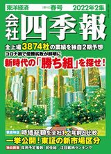 『会社四季報』2022年2集（春号）は3月18日（金）発売。書影をクリックするとアマゾンのサイトにジャンプします