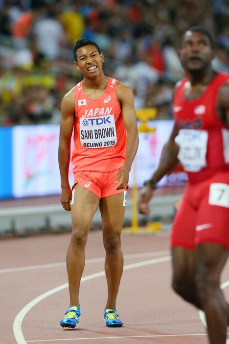 準決勝の2組で5位に終わったサニブラウン・ハキーム＝2015年8月26日（写真：YUTAKA/アフロスポーツ）