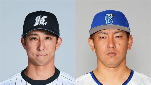 元ロッテの福田秀平選手(左)、元DeNAの田中健二朗投手(右)