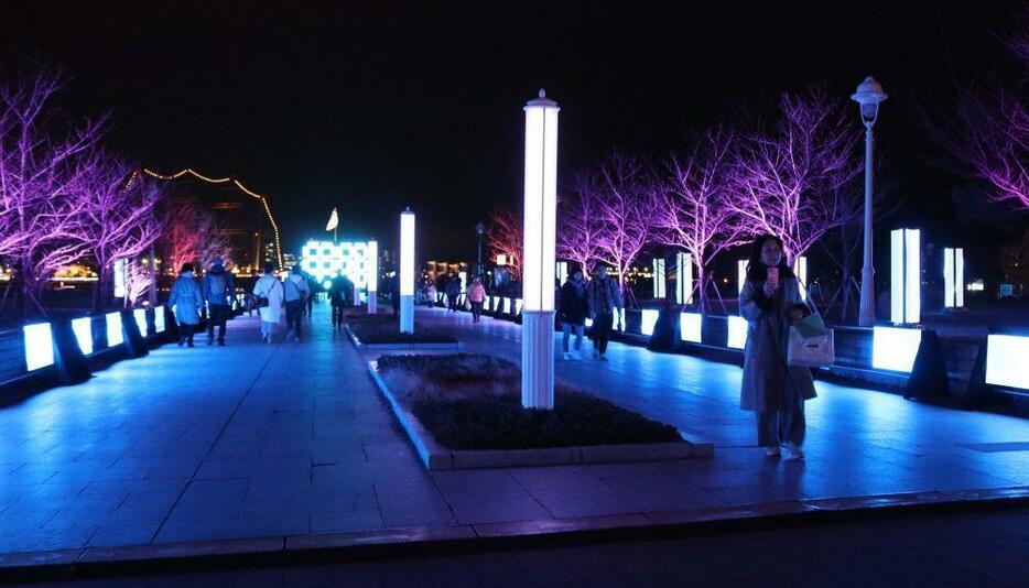 ［写真］「Hello Lane（ハローレーン）」の光景＝20日夜、神戸市中央区で（撮影：具志堅浩二）