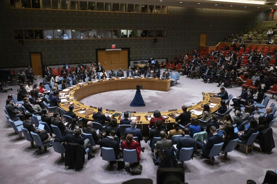 22日開かれた国連安全保障理事会（AP＝共同）