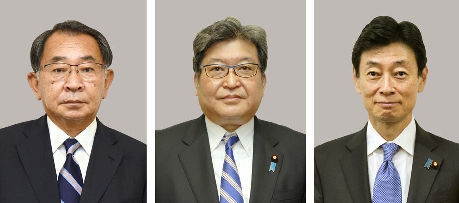 左から塩谷立氏、萩生田光一氏、西村康稔氏