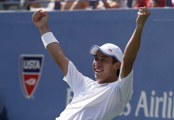 2014年全米オープン準決勝でジョコビッチを破って大きなガッツポーズ（写真：ロイター/アフロ ）