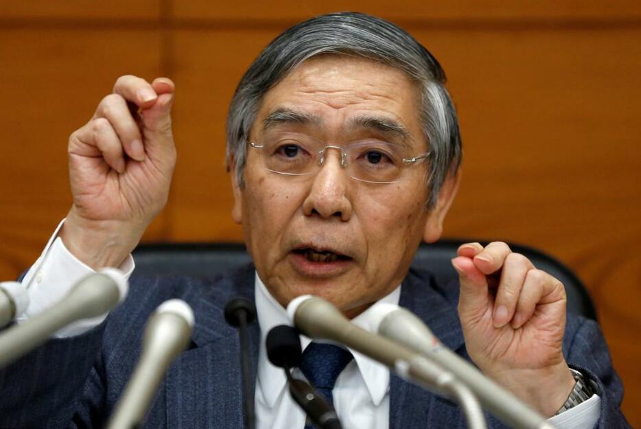 [写真]会見する日銀・黒田東彦総裁（写真：ロイター/アフロ）