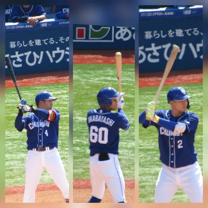 中日の1番・鵜飼(左）、2番・岡林(中）、3番・石川（右）のヤングトリオがそれぞれの役割を果たして”天敵”ロメロ攻略に貢献