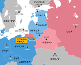 スヴァウキ・ギャップの位置。青く塗ったNATO加盟国のうち、色の薄いのがバルト三国 