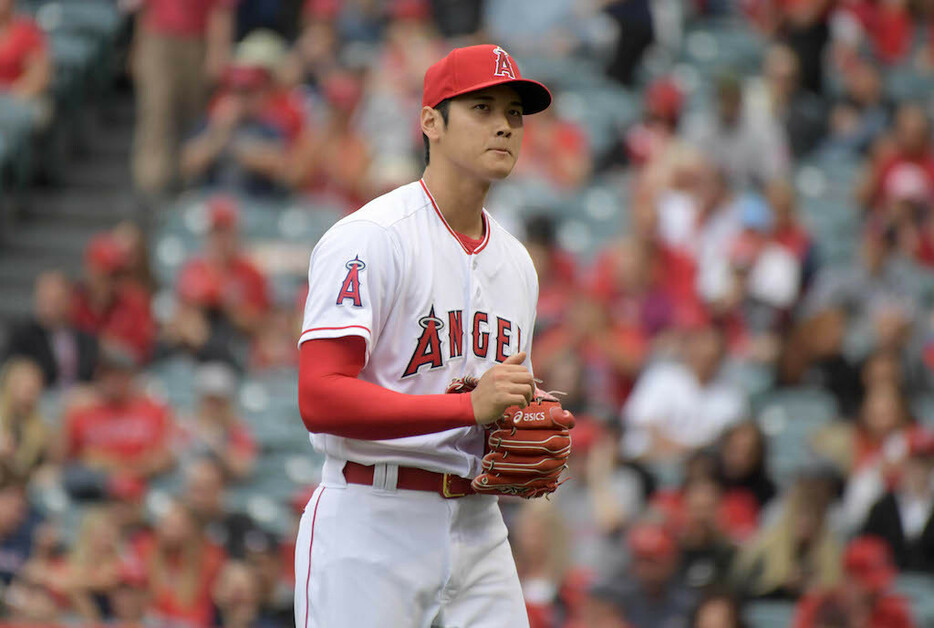 大谷はメジャーで初めて8回のマウンドに上がり4勝目。連敗ストッパーとなった（写真：USA TODAY Sports/ロイター/アフロ）