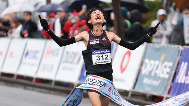 2月の大阪マラソンで快走をみせた國學院大學の平林清澄選手(写真:森田直樹/アフロスポーツ)