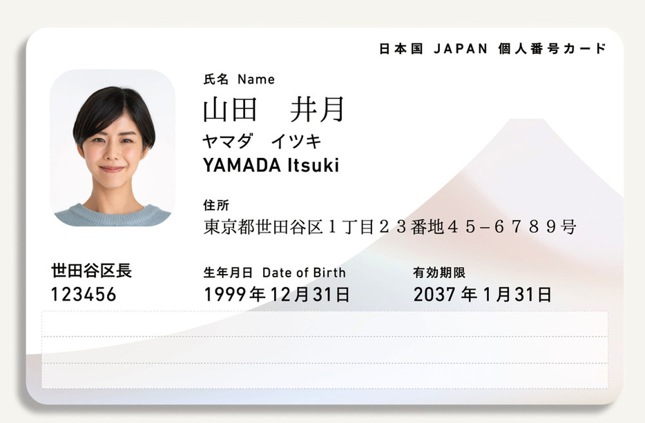 マイナンバーカードのイメージ（デジタル庁提供）
