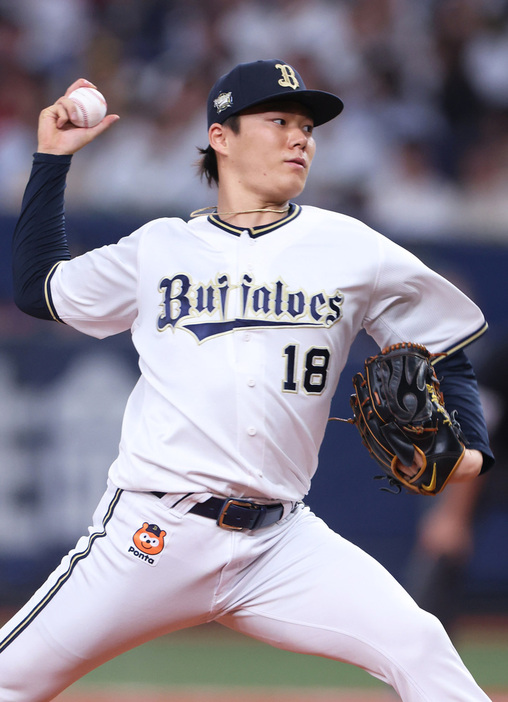 山本由伸投手＝京セラドーム大阪で２０２３年１１月４日、滝川大貴撮影