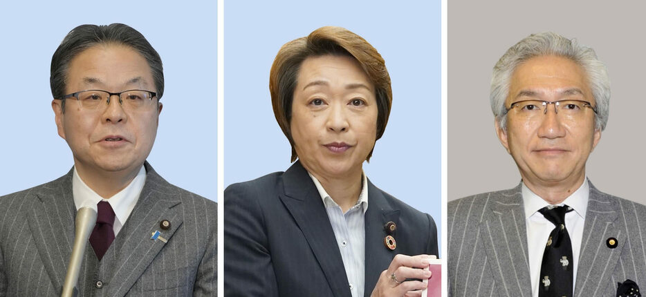 左から自民党の世耕弘成前参院幹事長、橋本聖子元五輪相、西田昌司氏