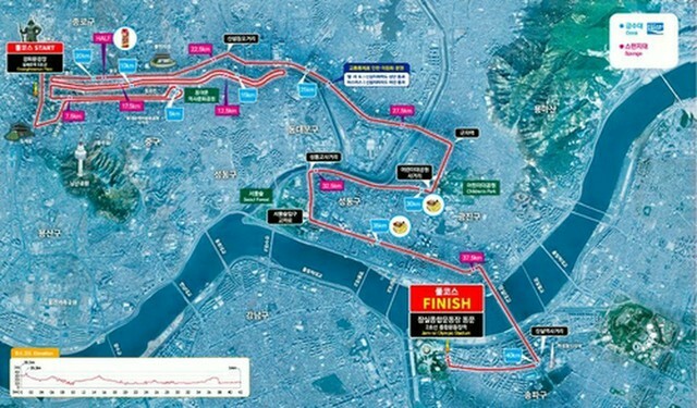 ソウル国際マラソンのコース図＝（聯合ニュース）