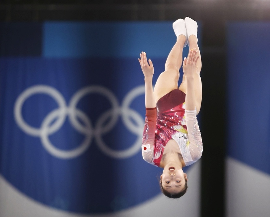 2021年7月、東京五輪のトランポリン女子予選で演技する森ひかる＝有明体操競技場