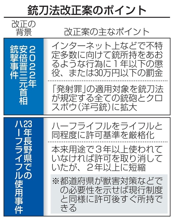 銃刀法改正案のポイント