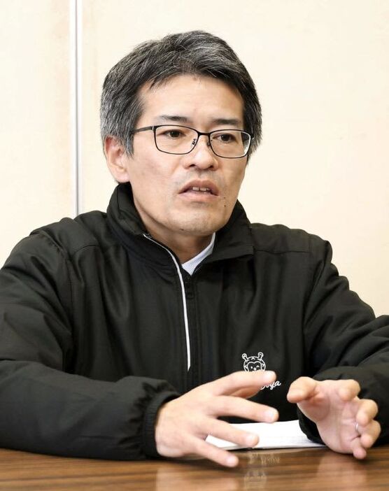 能登半島地震での活動について話す宮城県気仙沼市職員の芳賀洋介さん＝１月２４日