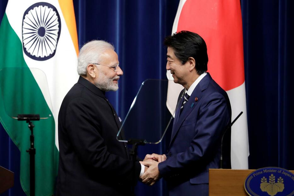 来日し、安倍首相と会談したモディ印首相（写真：代表撮影/ロイター/アフロ）