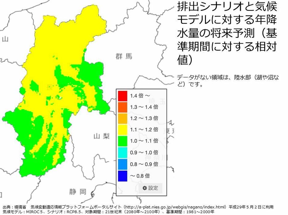 [写真]降水量も1・2倍近くになるとの将来予測（同）