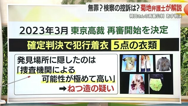 犯行着衣  5点の衣類