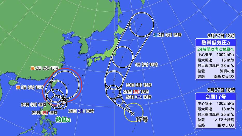 台風予想進路図