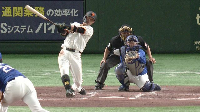 涌井秀章投手からソロHRを放った吉川尚輝選手(画像:日テレジータス)