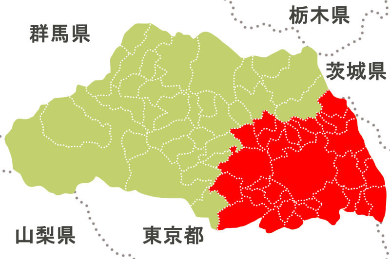 警報が発令されている埼玉県南中部・南東部＝1日午前4時5分発表