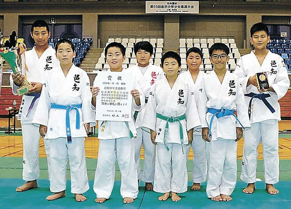 １部トーナメントで優勝した邑知少年教室