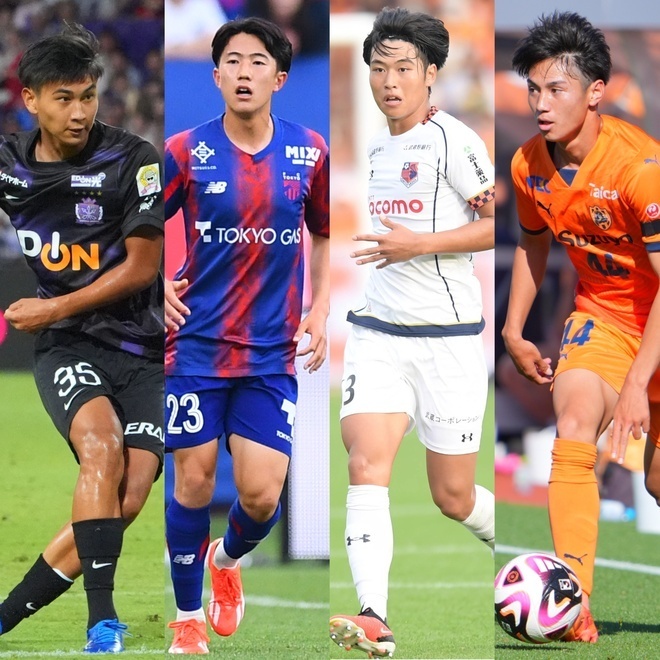 今回のU-20アジア杯予選のメンバーに選ばれた（左から）中島、佐藤、市原、西原。（C）SOCCER DIGEST