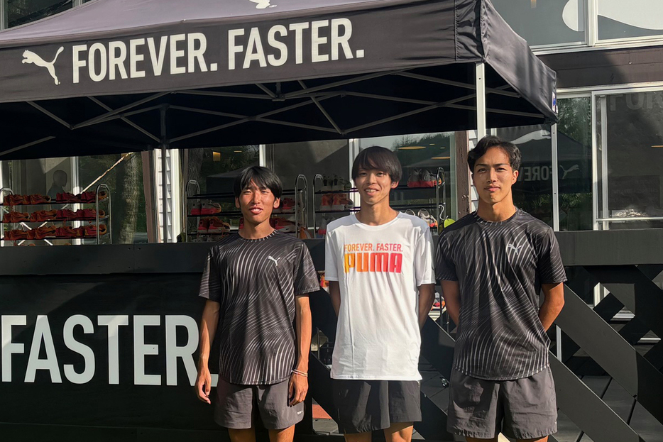 「PUMA RUNNING HOUSE SUGADAIRA」を利用しながらトレーニングを続ける城西大の斎藤将也、久保出雄太、林晃耀