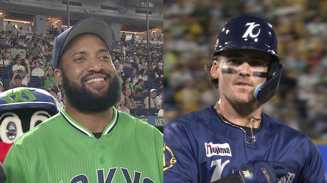 ヤクルトのサンタナ選手(画像左：日テレジータス)とDeNAのオースティン選手(右)