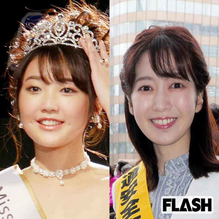 左から2位の岩﨑果歩アナ（仙台）と3位の姫野美南アナ（福岡）