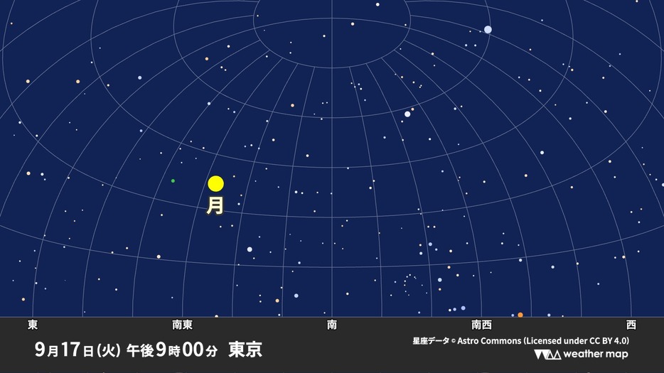 17日(火)午後9時の夜空の様子