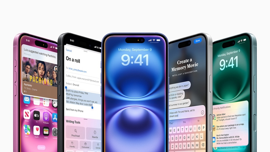 ▲iPhoneでは、iPhone 15 Pro／15 Pro Max、iPhone 16／16 Plus、iPhone 16 Pro／16 Pro Maxが「Apple Intelligence」をサポートする