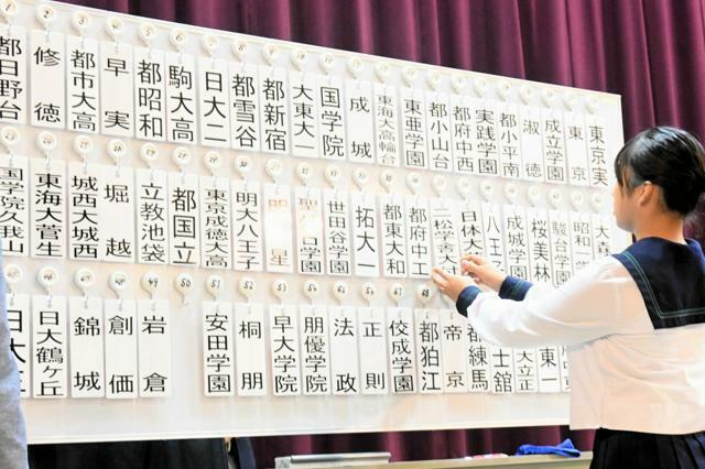 秋季東京都高校野球大会抽選の様子=2024年9月30日午後5時32分、東京都新宿区、中村英一郎撮影