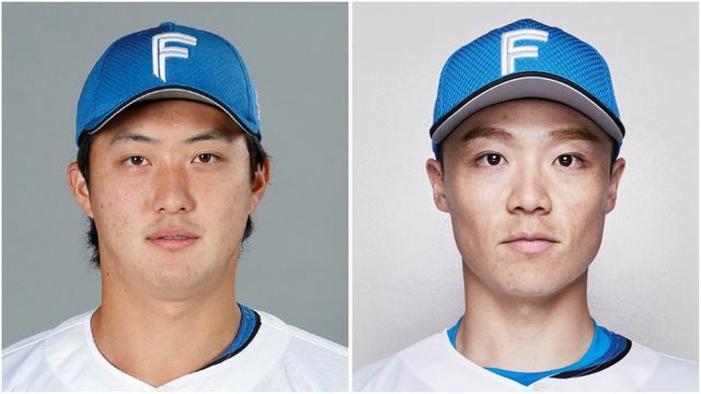 左から日本ハム・柳川大晟投手、山崎福也投手