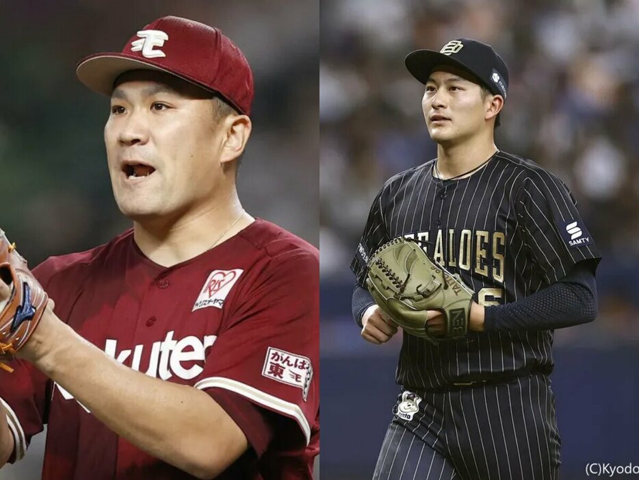 楽天・田中将大、オリックス・髙島泰都(C)Kyodo News