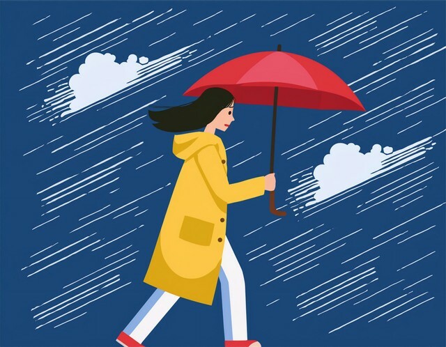 強い雨風の中、傘をさして歩く女性（maaagram/stock.adobe.com）※画像はAIで生成されたイメージです