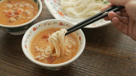 今回の料理は「坦々そうめん」です（以下、写真はすべて筆者撮影）