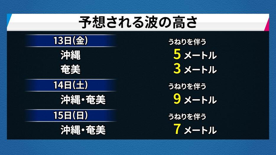 予想される波の高さ