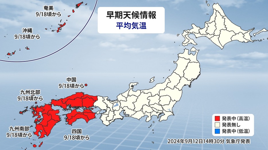 高温に関する早期天候情報。