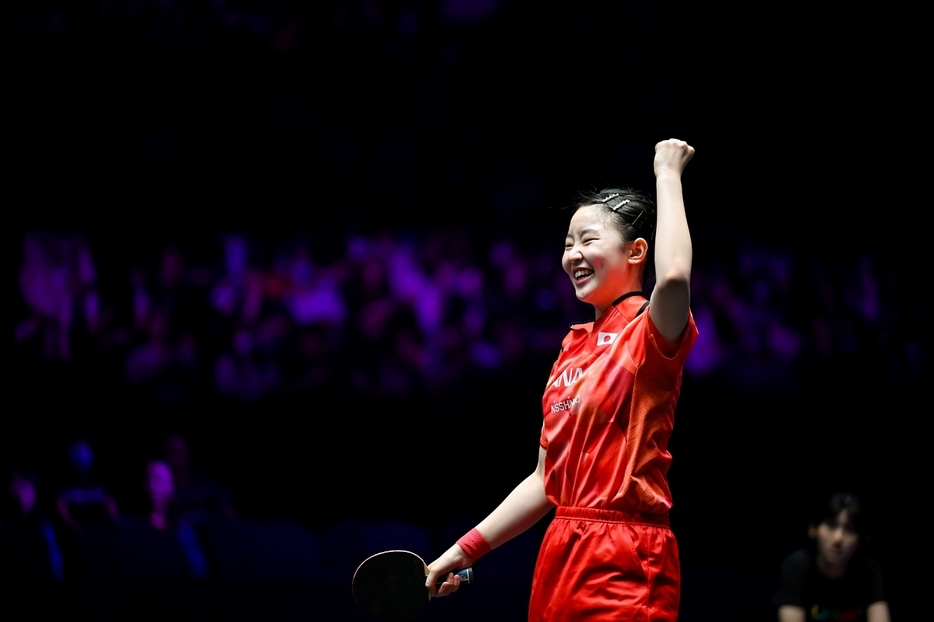 勝利の笑みを浮かべる張本美和選手＝2024年9月13日（写真：マカオ政府体育局）