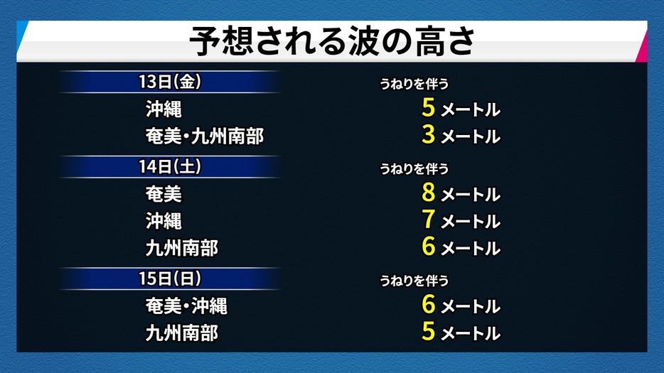 予想される波の高さ