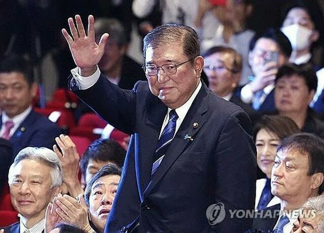 自民党総裁選で新総裁に選出された石破茂氏＝（共同＝聯合ニュース）