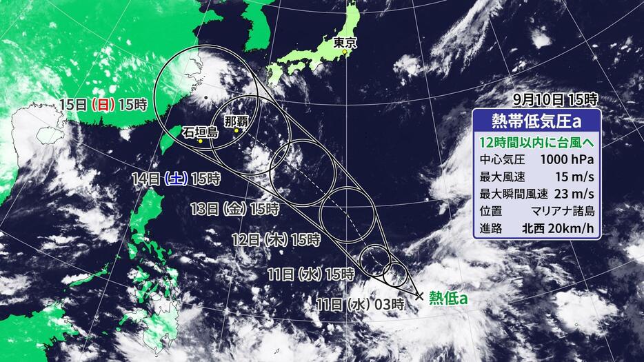 熱帯低気圧の進路予想図