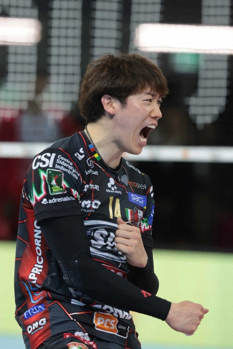 ＜ペルージャ・ピアチェンツァ＞ピアチェンツァ戦に出場したペルージャ・石川（C）legavolley.it